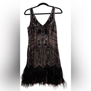 Vintage Sue Wong Beaded Satin Dress